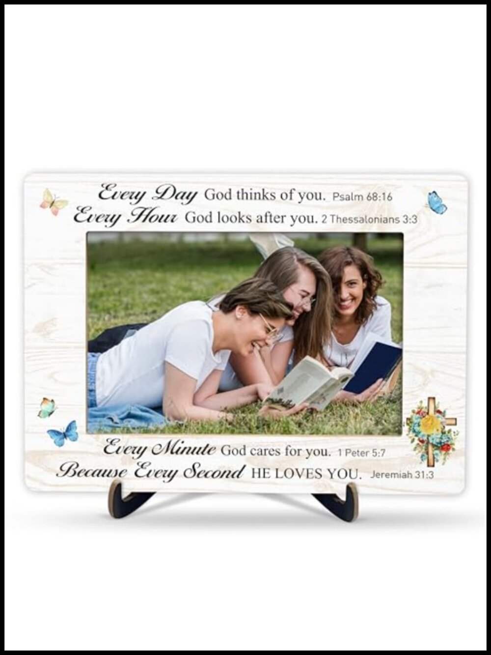 Christian Wooden Picture Frame with Stand 4x6 Inspirational Scripture Gift